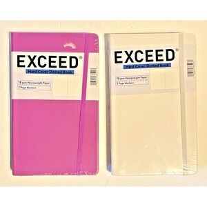 2pk Exceed Dotted Books White/Pink Hard Cover Heavyweight Paper 78gsm